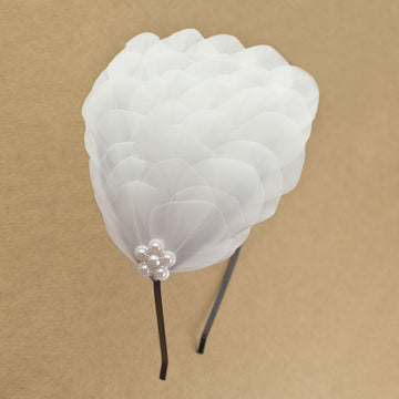 White Feather Bridal Hairband Kit Removable Adjustable